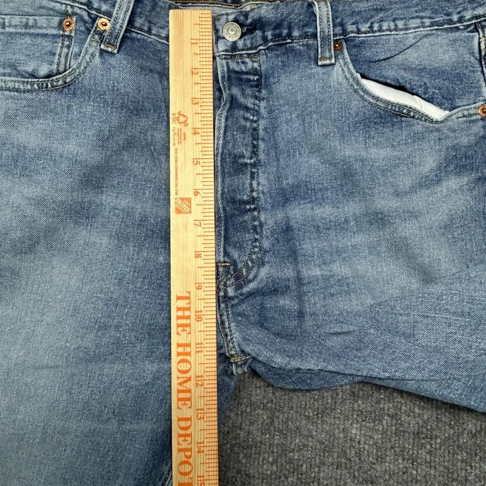 Levi's 501 Jeans Men's‎ Blue Denim Destroyed Ripped Straight Button Fly - 35X33